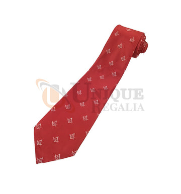 Masonic Regalia Craft Masons Silk Tie Embroided Square Compass & G Red